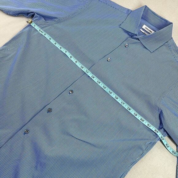 Calvin Klein Dress Shirt Mens 16 32/33 Blue Gingham Spread Collar Button Down - Picture 7 of 8